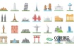 AE模板-100个世界城市旅游著名地标图标 100 World Landmarks Icons