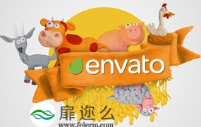 AE模板LOGO片头农场动物三维定格动画