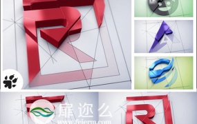 AE模板挤压三维图形动画生长建筑公司LOGO宣传片头