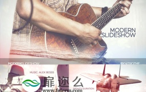 AE模板抽象艺术视差拼贴图片多重曝光混合宣传片头