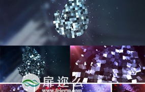 AE模板三维金属红色碎片组合标志logo演绎特效动画