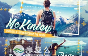 AE模版旅行照片笔刷遮罩动画充满活力展示动画