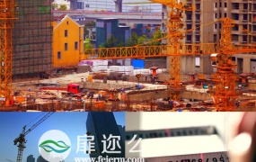 延时摄影城市建设建筑施工塔吊施工视频素材