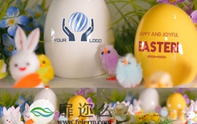 AE模板复活节节日庆典实拍兔子电子贺卡动画