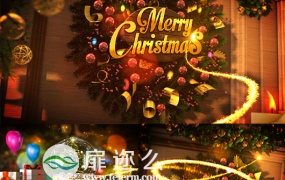 AE模板华丽圣诞节日新年祝福粒子特效片头动画