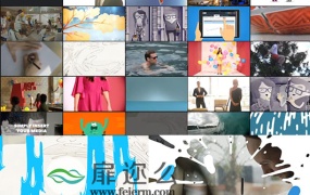 AE模板MG动画丰富多彩的卡通手绘液体动态转场过度