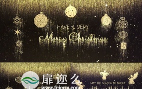 AE模板黄金色粒子新年节日快乐圣诞节祝福