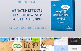 AE模板手写英文字母创意绘画排版动画包