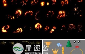 视频素材300个卡通元素手绘涂鸦素描闪光烟雾元素包