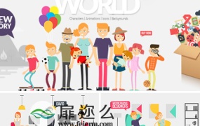 AE模板卡通人物扮演讲解嘴唇同步MG动画场景图标动画包
