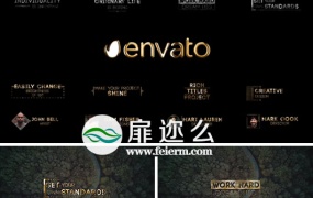AE模板华丽黄金色企业商务金属质感文字标题动画