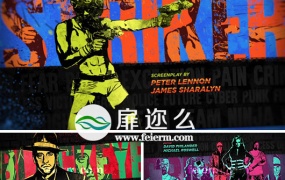 AE模板油漆飞溅复古插画未来漫画人物介绍行动宣传片