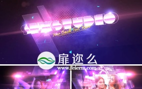 AE模板时尚图片灯光闪烁霓虹灯舞蹈派对夜总会片头动画