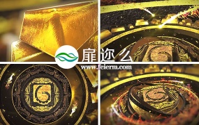 AE模板大气金色的三维logo标志演绎动画