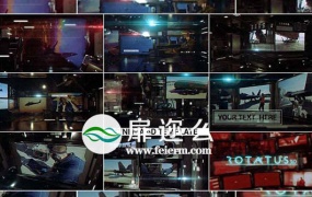AE+C4D模板未来高科技军事武器三维监视屏幕动画