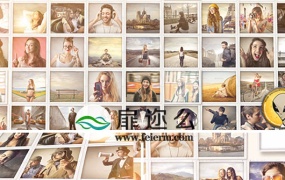 AE模版马赛克照片墙旅游生活回忆旅行假期相册动画