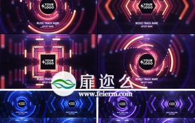 AE模板科技感音频波形炫酷华丽的音乐可视化背景动画