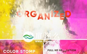 AE模板彩色爆炸动态颜料快闪节奏感标题排版开场片头动画
