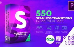 Premiere模板:550种平移干扰炫光缩放扭曲冲击无缝转场动画包Handy Seamless Transitions V1.3