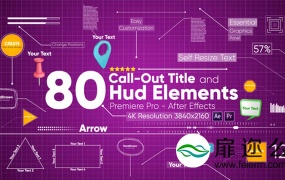 AE模板+Premiere预设:80种线条连接信息图表文字排版标题注释动画