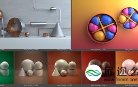 C4D灯光预设:阿诺德渲染器摄影棚舞台环境场景灯光