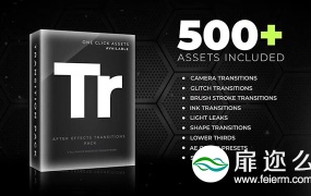 AE模板500+水墨光效摄像机信号损坏笔刷图形遮罩视频转场动画