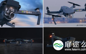 AE模板小型无人机大疆御飞机飞行logo标志演绎片头动