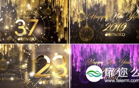 AE模板2019庆祝新年倒计时烟花时钟动画New Year Countdown 2019