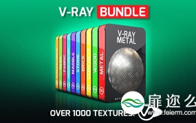 C4D材质预设:1000+Vray渲染器4K钢铁布料木纹石头砖块地面混凝土等预设包