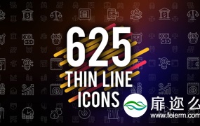 AE模板-625+扁平化简约线条图标ICON社交网络等动画