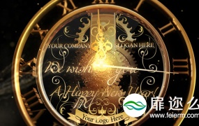 AE模板2019黄金色时钟新年倒计时除夕春节新年快乐片头动画