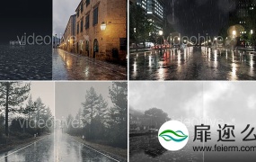 视频素材:20组真实的下雨场景素材(带alpha透明通道+AE工程)