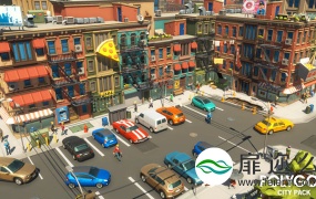 3D模型:城市低多边形楼房人物模型