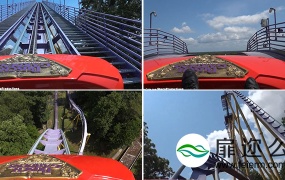 视频素材:实拍第一人视角过山车游乐园视频