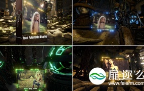 AE模板-3D科技科幻感结婚纪念日生日庆祝相册展示动画