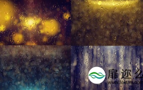 视频素材:4K分辨率抽象下雨玻璃背景视频