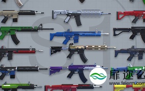 3D模型 :枪支步枪Flippednormals – Build A Gun – 3D Kitbashing Starter Set and Bashmesh Bundle