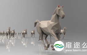 3D模型:低多边形马模型 CGTrader – Low poly running horses – 23pcs posed Low-poly 3D model