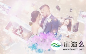 AE模板-唯美漏光粒子心形婚礼照片相册片头动画 Wedding Photo Story