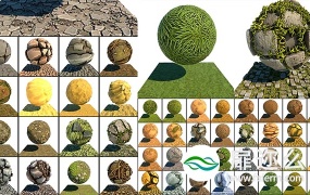 C4D Octane预设:51个Octane地面材质预设