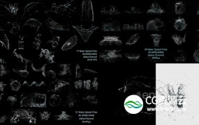 视频素材-58组流体飞溅水滴瀑布液体波浪水花喷洒动画