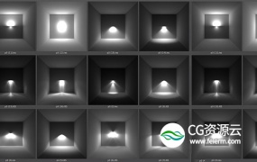 C4D预设- IES灯光预设(.lib4d,含有150个常用IES灯光 )Free IES Library for Cinema 4D
