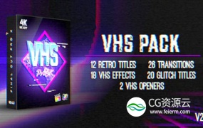 FCPX插件-80年代复古录像带便携式摄像机数字失真故障转场文字标题排版效果