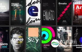 AE模板-12个竖屏应用程序推广干净时尚设计网站广告业务介绍海报动画