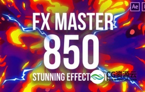 AE与PR脚本-850个水火烟图标背景卡通手绘霓虹灯各种逼真视觉效果元素动画