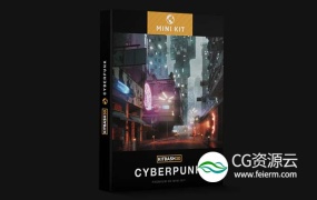 3D模型-赛博朋克风格城市楼房建筑模型 Kitbash3D – Mini Kit Cyberpunk