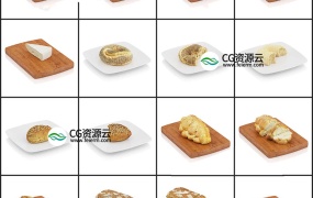 3D模型-81个C4D水果 面包食品模型合集