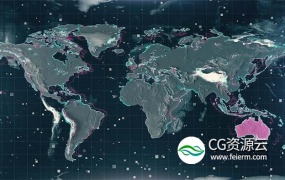视频素材-高科技感扫描世界地图地形质地技术背景素材
