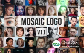 AE模板-马赛克照片墙大量图片拼贴logo展示动画