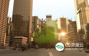 AE模板-E3D城市商业街道大气震撼的摩天大楼logo标志展示动画 Massive City Logo